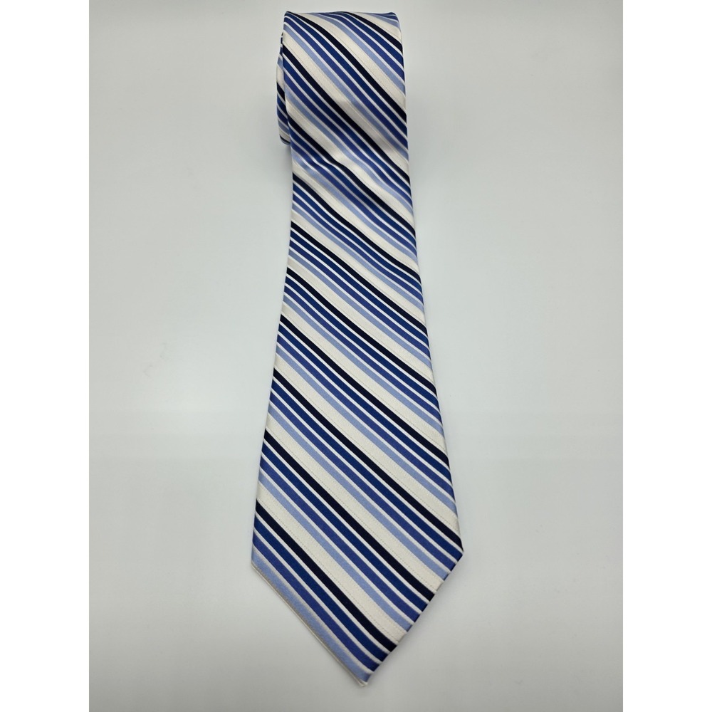 Express Men's Silk Blue White Striped Necktie 60" x 3.25" Tie NWOT